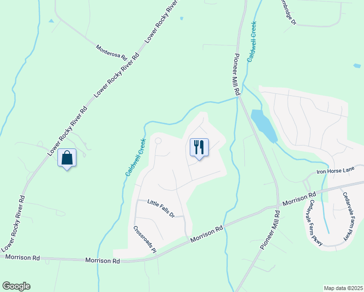 map of restaurants, bars, coffee shops, grocery stores, and more near 10940 Mccamie Hill Place in Concord