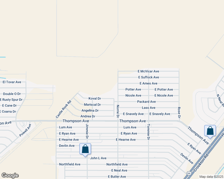 map of restaurants, bars, coffee shops, grocery stores, and more near 4877 Norrie Drive in Kingman