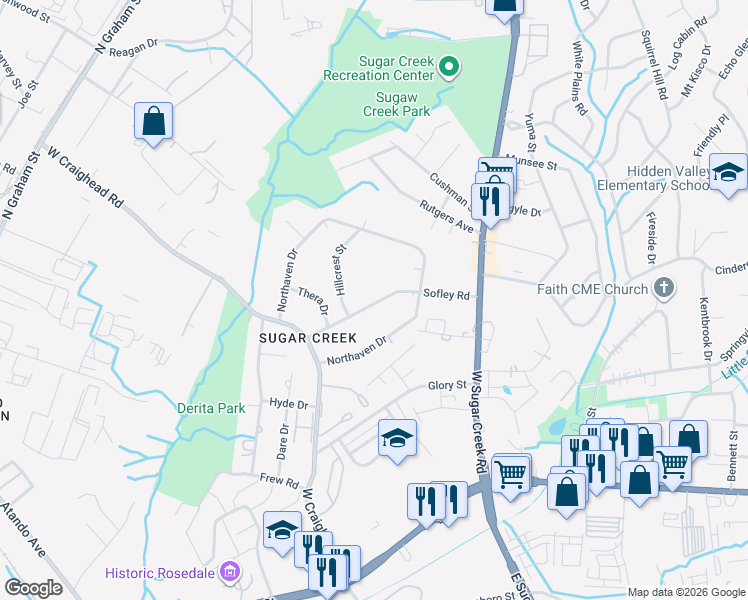 map of restaurants, bars, coffee shops, grocery stores, and more near in Charlotte