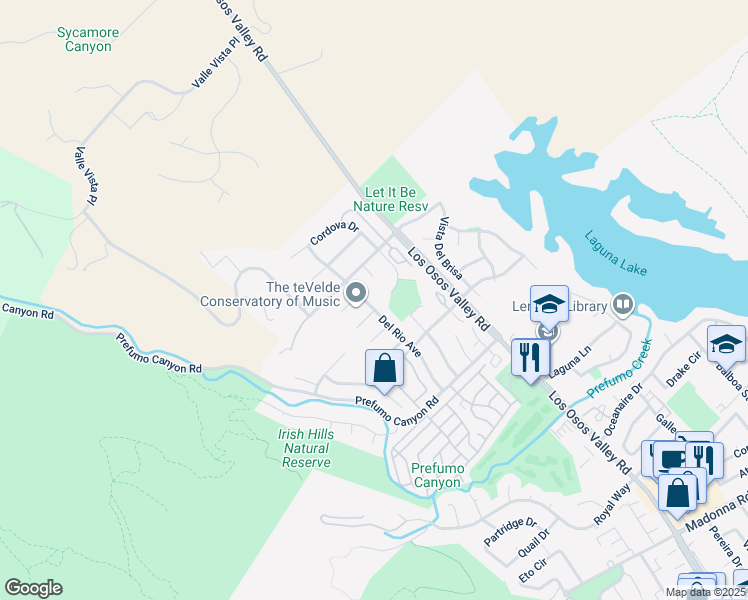 map of restaurants, bars, coffee shops, grocery stores, and more near 850 Del Rio Avenue in San Luis Obispo