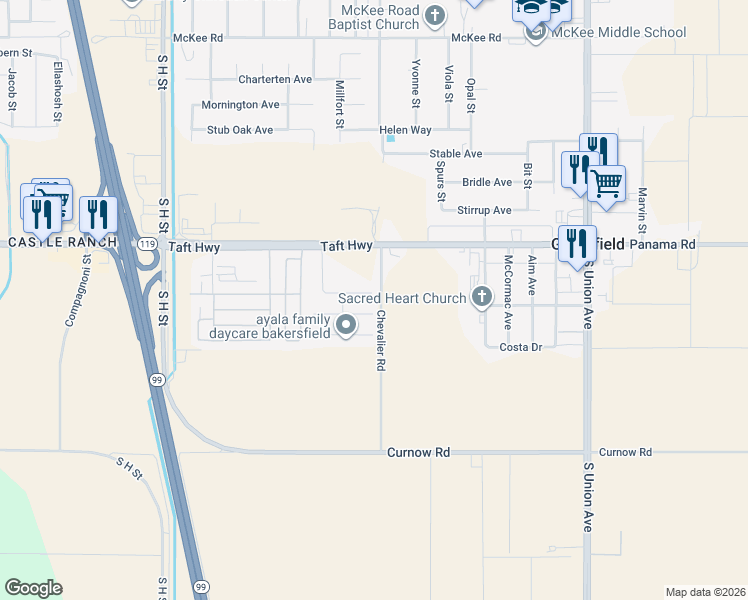 map of restaurants, bars, coffee shops, grocery stores, and more near 903 Liberty Ridge Court in Bakersfield