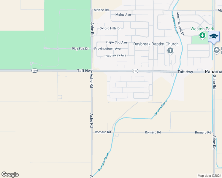 map of restaurants, bars, coffee shops, grocery stores, and more near 6213 Mardal Avenue in Bakersfield