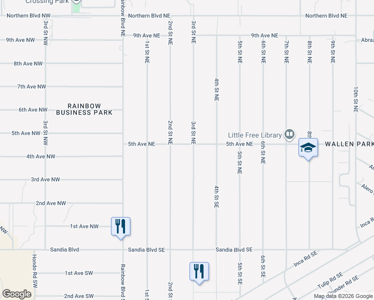 map of restaurants, bars, coffee shops, grocery stores, and more near 317 3rd Street Northeast in Rio Rancho