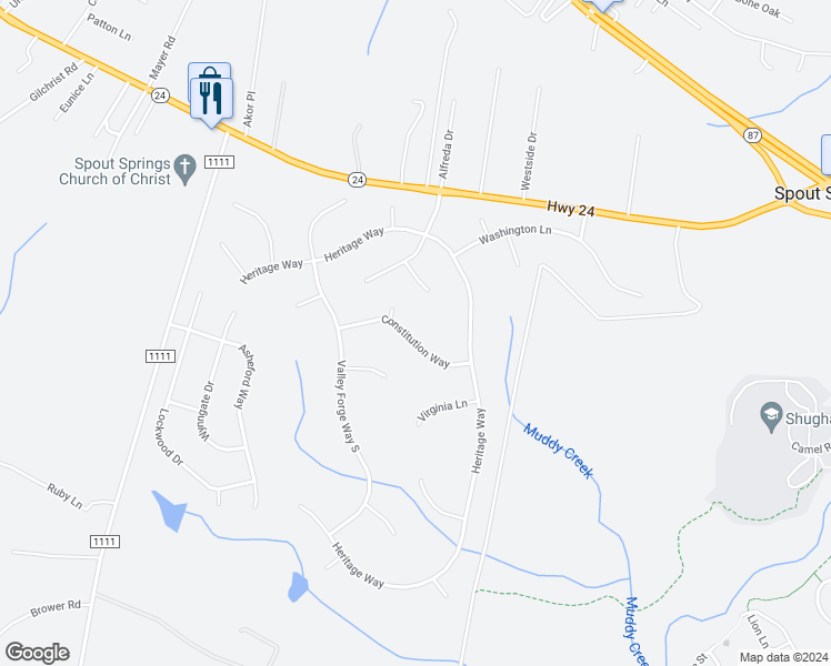 map of restaurants, bars, coffee shops, grocery stores, and more near 171 Constitution Way in Cameron