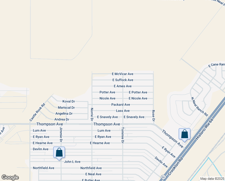 map of restaurants, bars, coffee shops, grocery stores, and more near 3829 E Potter Ave in Kingman