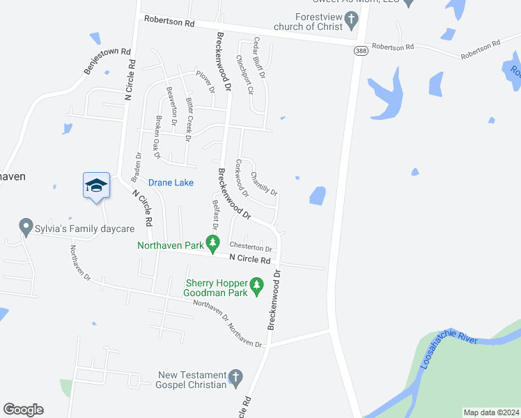 map of restaurants, bars, coffee shops, grocery stores, and more near 5107 Corkwood Drive in Memphis