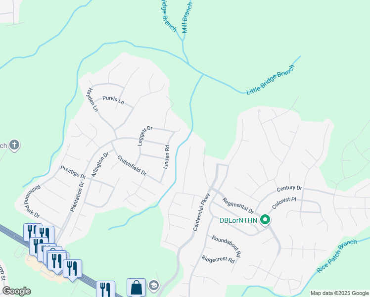 map of restaurants, bars, coffee shops, grocery stores, and more near 225 Blue Bay Lane in Cameron