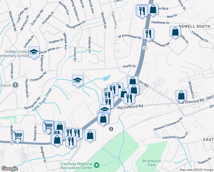 map of restaurants, bars, coffee shops, grocery stores, and more near 514 Dawn Circle in Charlotte