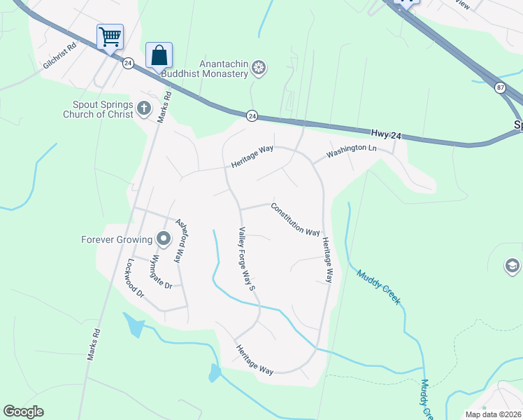 map of restaurants, bars, coffee shops, grocery stores, and more near 116 Constitution Way in Cameron