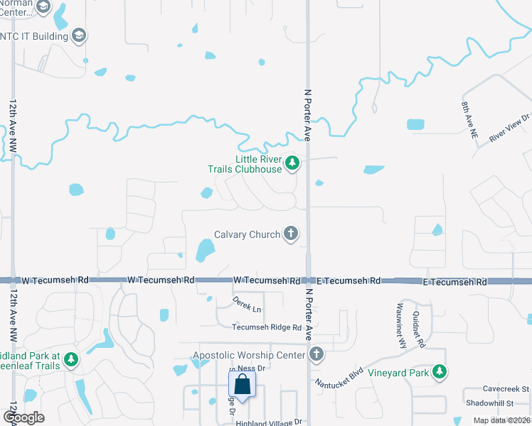 map of restaurants, bars, coffee shops, grocery stores, and more near 206 Alamosa Road in Norman