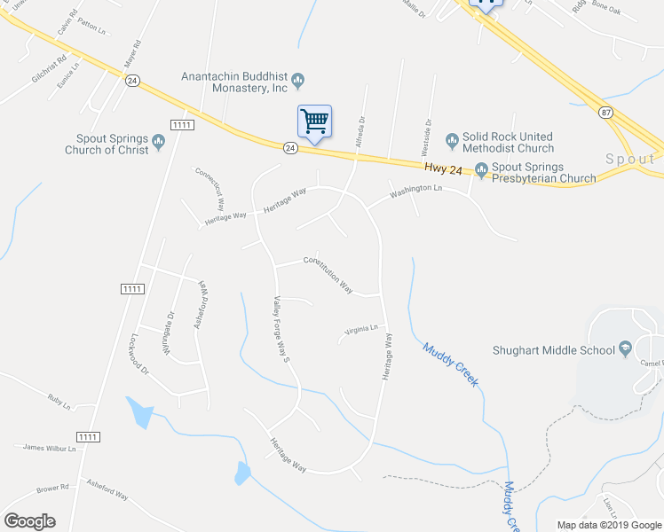 map of restaurants, bars, coffee shops, grocery stores, and more near 153 Constitution Way in Cameron