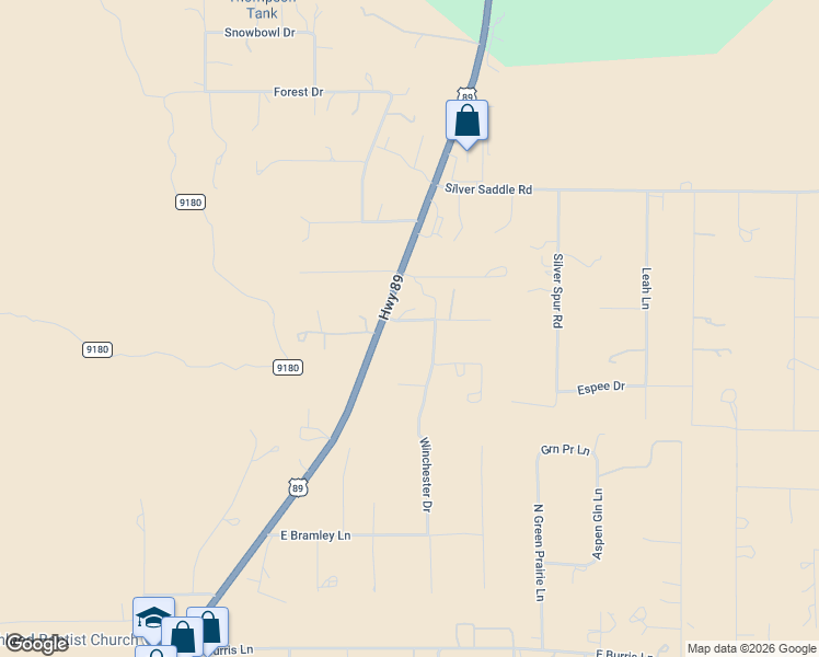 map of restaurants, bars, coffee shops, grocery stores, and more near 5750 East Jeremy Lane in Flagstaff