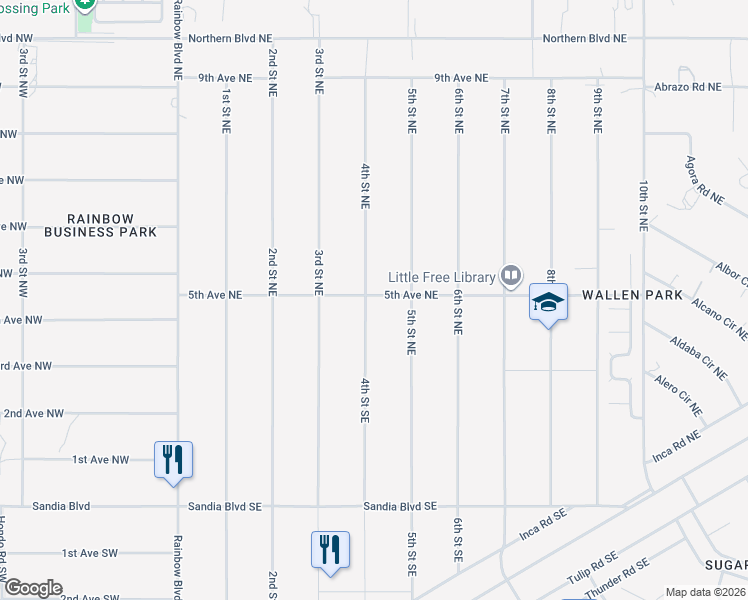 map of restaurants, bars, coffee shops, grocery stores, and more near 320 4th Street Northeast in Rio Rancho