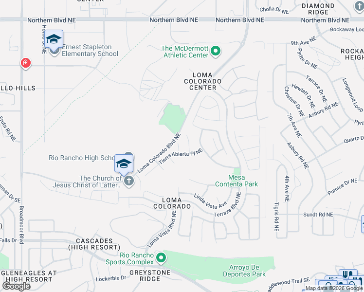 map of restaurants, bars, coffee shops, grocery stores, and more near 405 Vista Roja Place in Rio Rancho