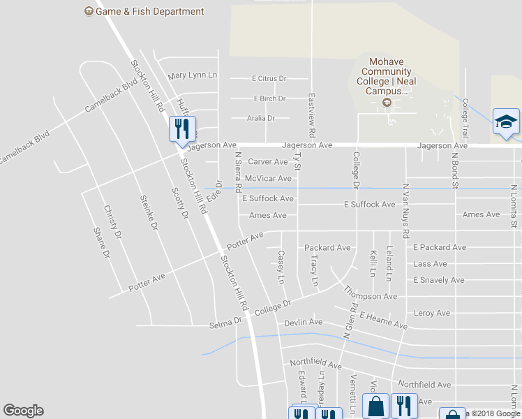 map of restaurants, bars, coffee shops, grocery stores, and more near 1215 Ames Avenue in Kingman