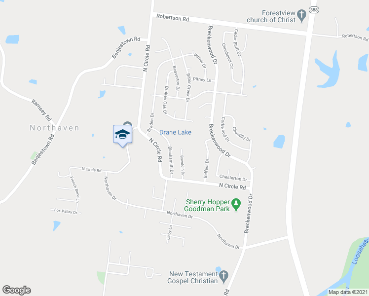 map of restaurants, bars, coffee shops, grocery stores, and more near 5095 Bowdoin Drive in Memphis