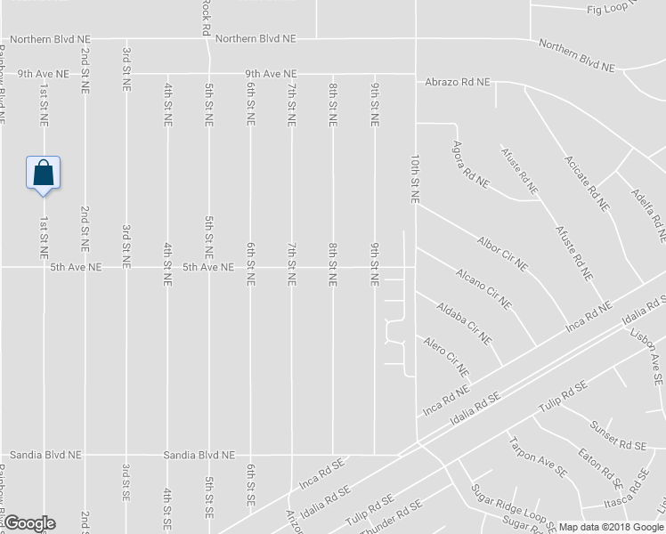 map of restaurants, bars, coffee shops, grocery stores, and more near 8th Street Northeast in Rio Rancho