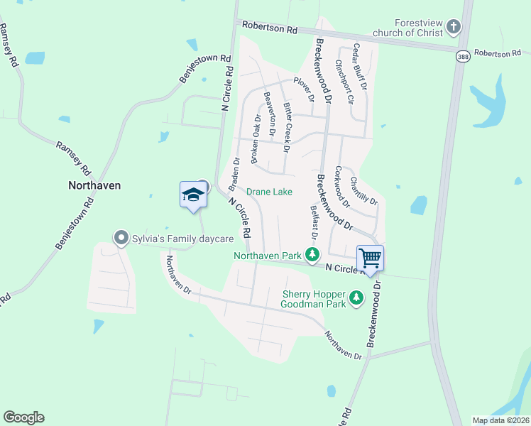 map of restaurants, bars, coffee shops, grocery stores, and more near 5095 Bowdoin Drive in Memphis