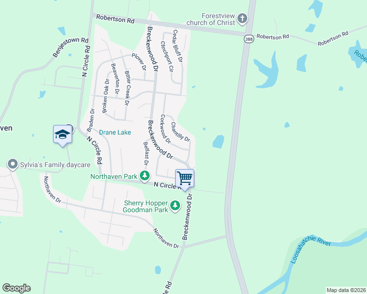 map of restaurants, bars, coffee shops, grocery stores, and more near 5095 Corkwood Drive in Memphis