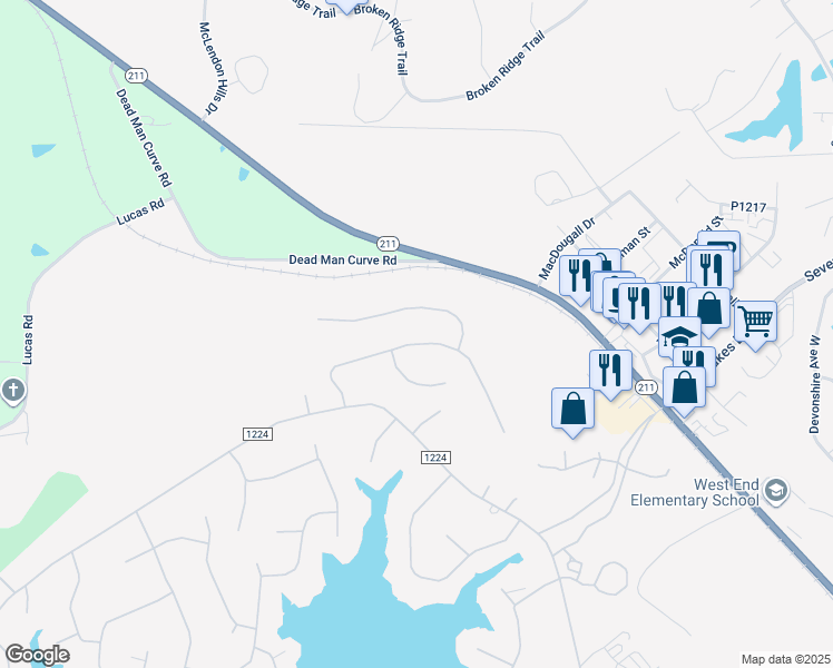 map of restaurants, bars, coffee shops, grocery stores, and more near 255 P3185 in West End