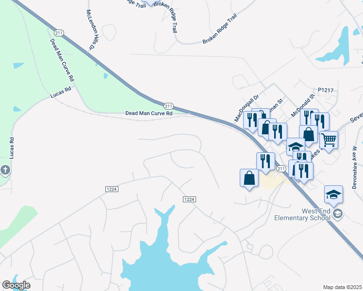 map of restaurants, bars, coffee shops, grocery stores, and more near 255 P3185 in West End