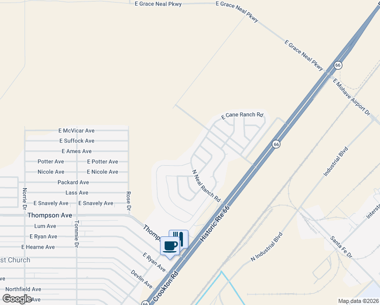 map of restaurants, bars, coffee shops, grocery stores, and more near 4885 North Neal Ranch Road in Kingman