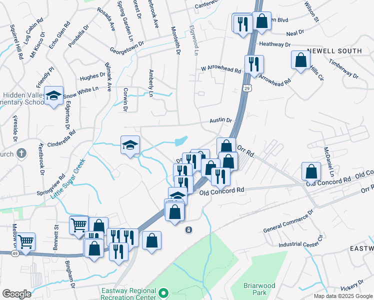 map of restaurants, bars, coffee shops, grocery stores, and more near 514 Dawn Circle in Charlotte