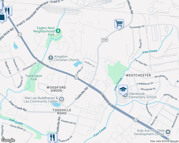 map of restaurants, bars, coffee shops, grocery stores, and more near in Charlotte