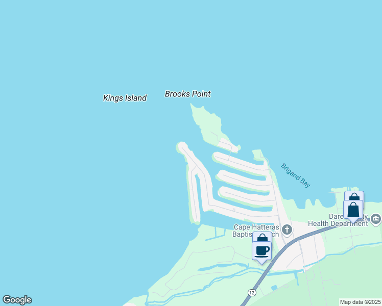 map of restaurants, bars, coffee shops, grocery stores, and more near 50228-50242 Kings Point Drive in Buxton