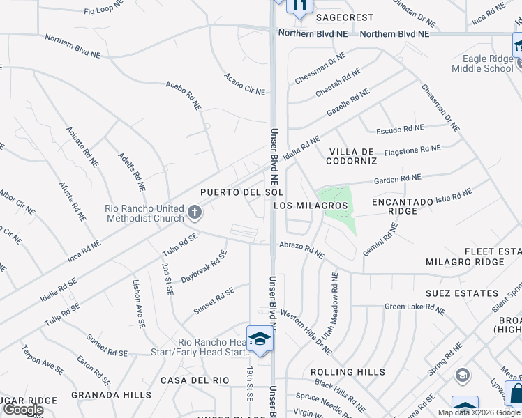 map of restaurants, bars, coffee shops, grocery stores, and more near 601 Cancun Loop Northeast in Rio Rancho