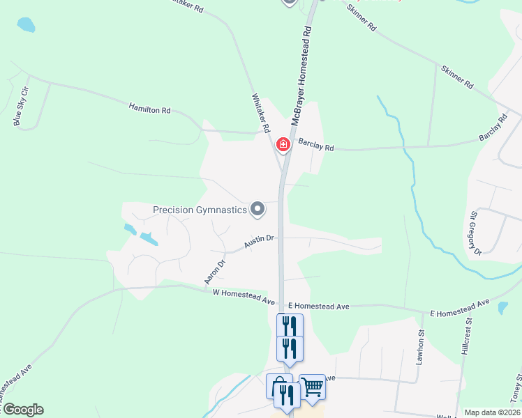 map of restaurants, bars, coffee shops, grocery stores, and more near 804 McBrayer Homestead Road in Shelby