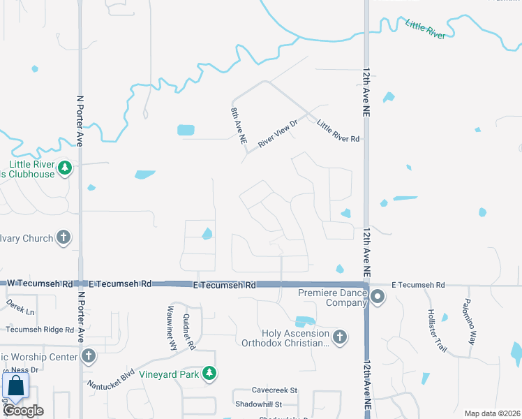 map of restaurants, bars, coffee shops, grocery stores, and more near 3920 Painted Bird Lane in Norman