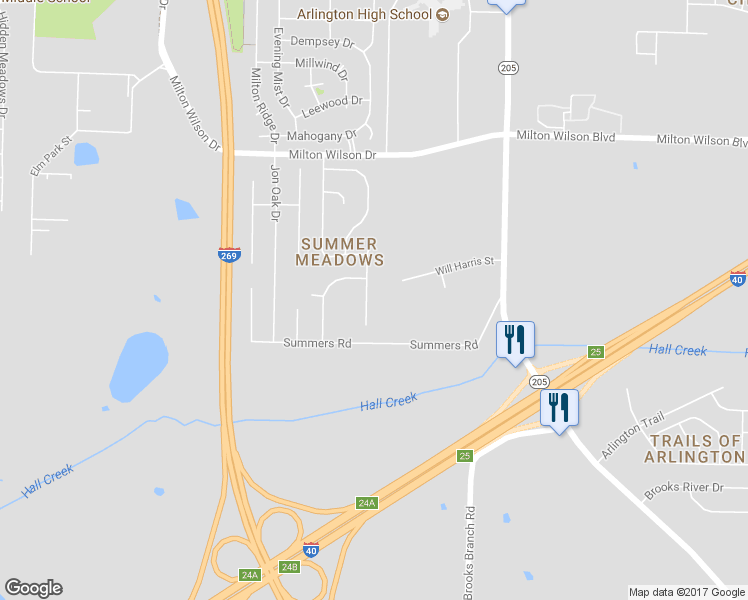 map of restaurants, bars, coffee shops, grocery stores, and more near 5116 Summer Mist Cove in Arlington