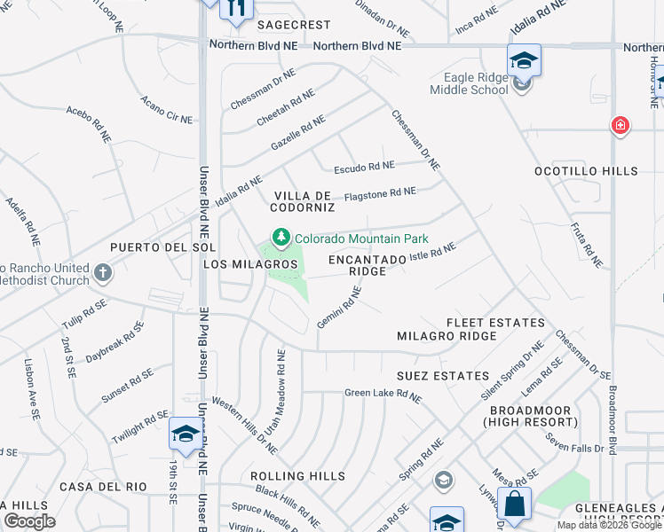 map of restaurants, bars, coffee shops, grocery stores, and more near 410 Holly Court Northeast in Rio Rancho