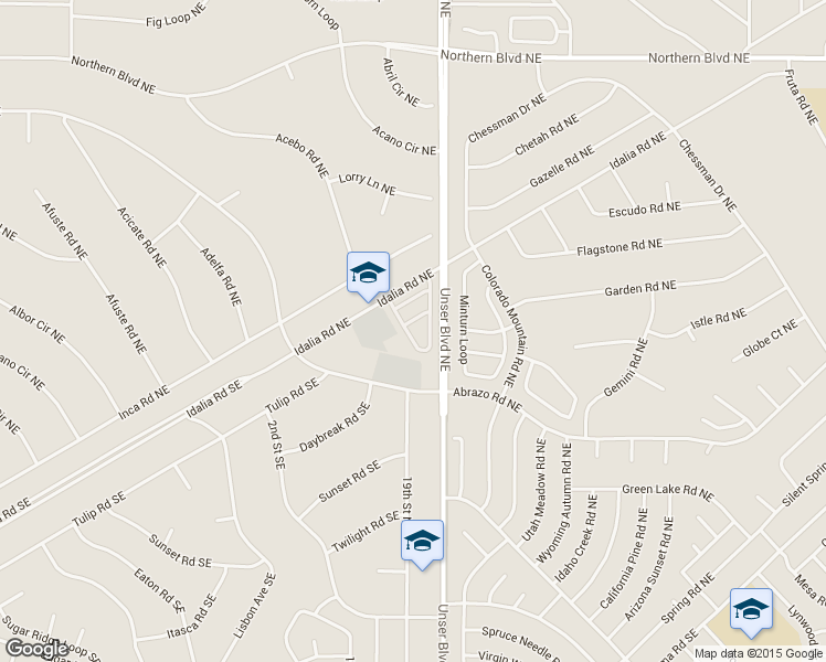 map of restaurants, bars, coffee shops, grocery stores, and more near Unser Boulevard Northeast in Albuquerque