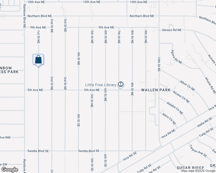 map of restaurants, bars, coffee shops, grocery stores, and more near 417 6th Street Northeast in Rio Rancho