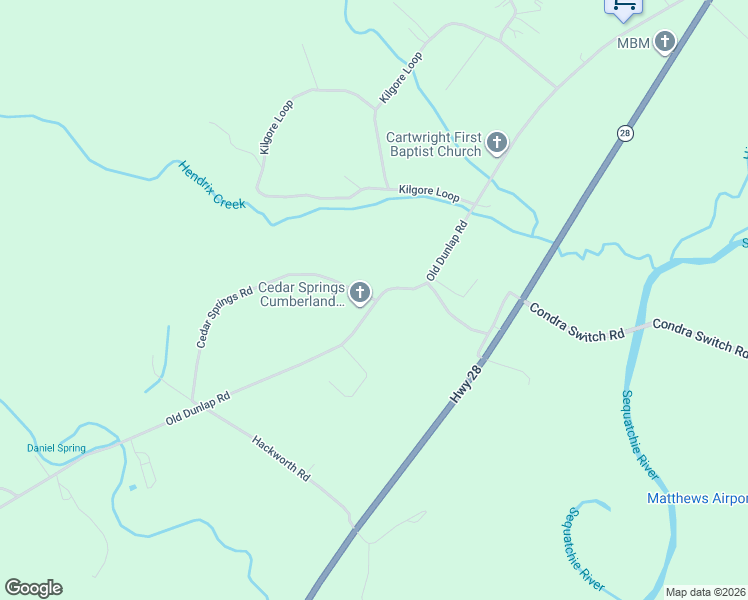 map of restaurants, bars, coffee shops, grocery stores, and more near 599 Cedar Springs Rd in Whitwell