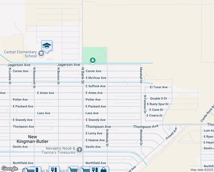 map of restaurants, bars, coffee shops, grocery stores, and more near 3125 Suffock Avenue in Kingman