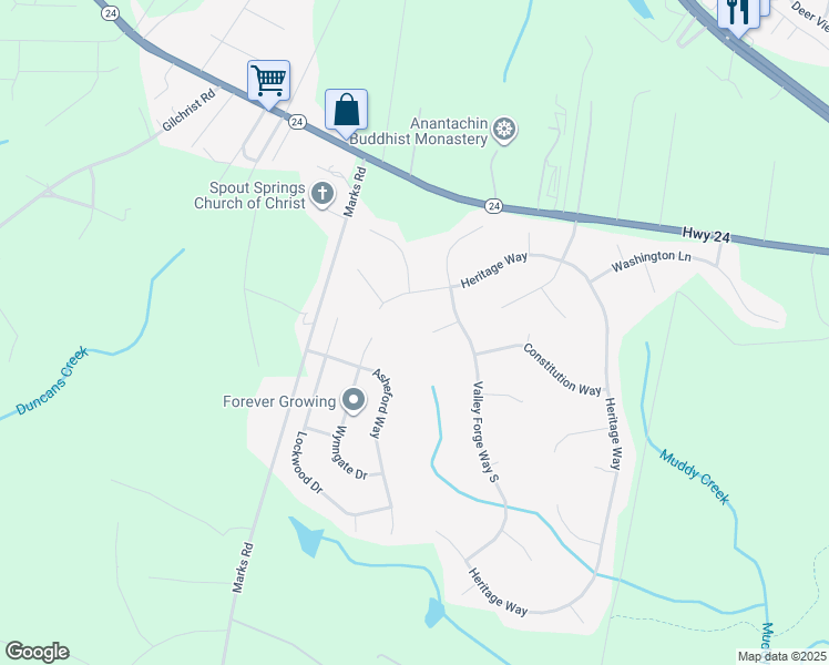 map of restaurants, bars, coffee shops, grocery stores, and more near 2088 Heritage Way in Cameron