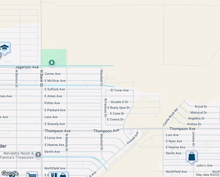 map of restaurants, bars, coffee shops, grocery stores, and more near 3279 El Tovar Avenue in Kingman