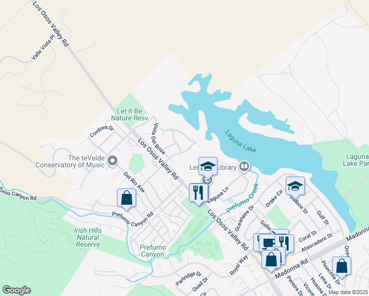 map of restaurants, bars, coffee shops, grocery stores, and more near 1272 Descanso Street in San Luis Obispo