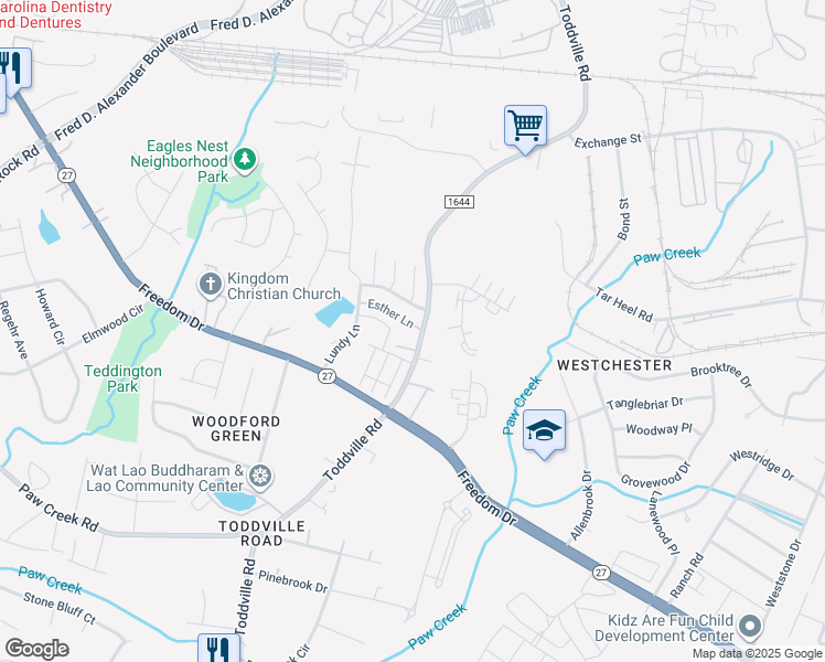 map of restaurants, bars, coffee shops, grocery stores, and more near in Charlotte