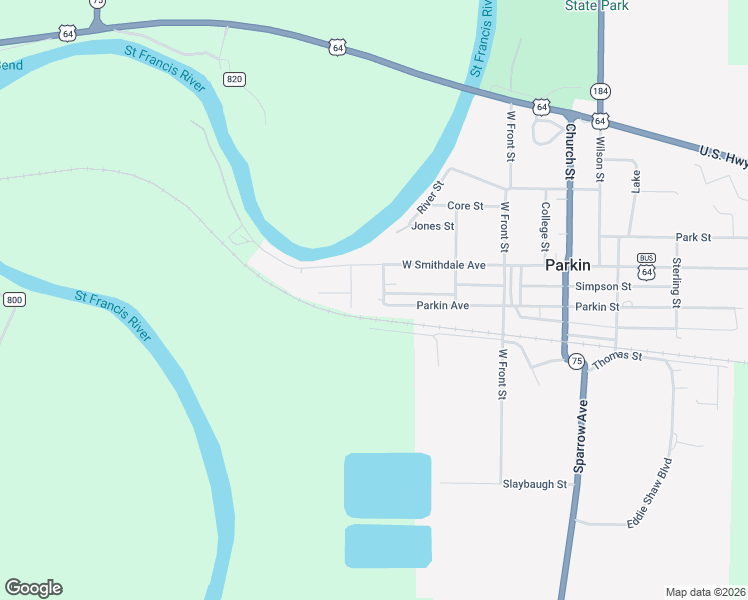 map of restaurants, bars, coffee shops, grocery stores, and more near 107 Riley Street in Parkin
