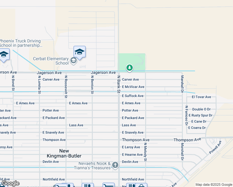 map of restaurants, bars, coffee shops, grocery stores, and more near 2980 East Mcvicar Avenue in Kingman