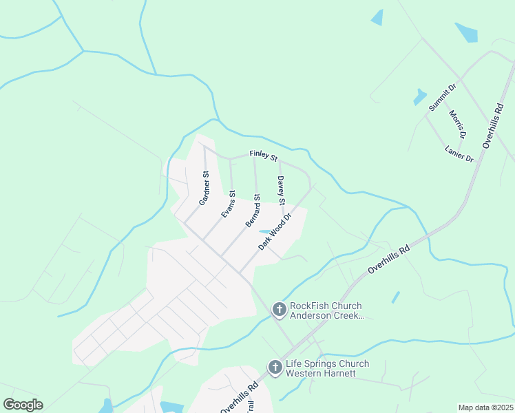 map of restaurants, bars, coffee shops, grocery stores, and more near Bernard Street in Harnett County