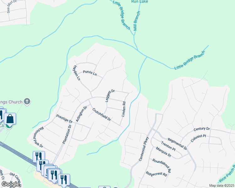 map of restaurants, bars, coffee shops, grocery stores, and more near 226 Leggett Dr in Cameron