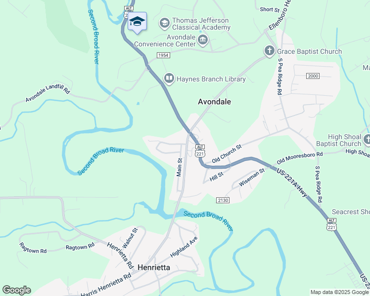 map of restaurants, bars, coffee shops, grocery stores, and more near in Henrietta