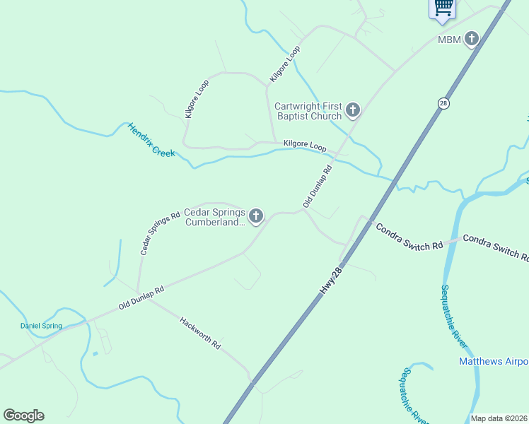 map of restaurants, bars, coffee shops, grocery stores, and more near 301-599 Cedar Springs Rd in Whitwell