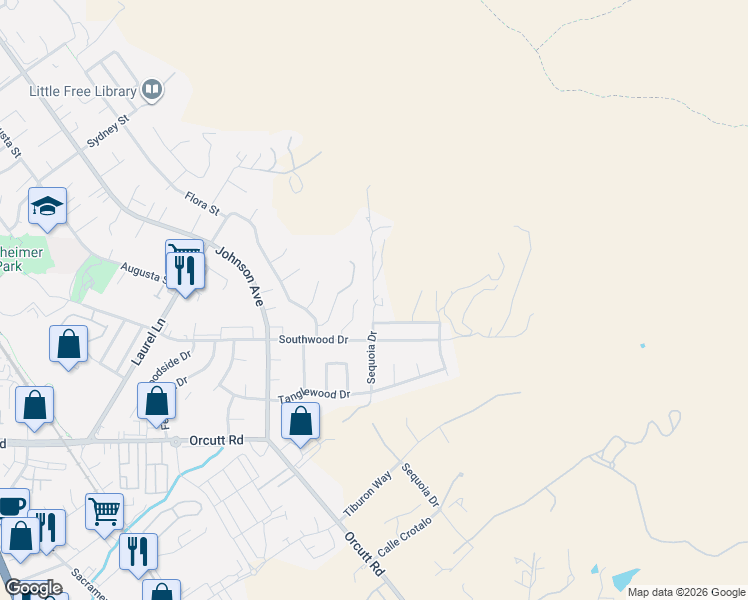 map of restaurants, bars, coffee shops, grocery stores, and more near 1650 Harmony Way in San Luis Obispo
