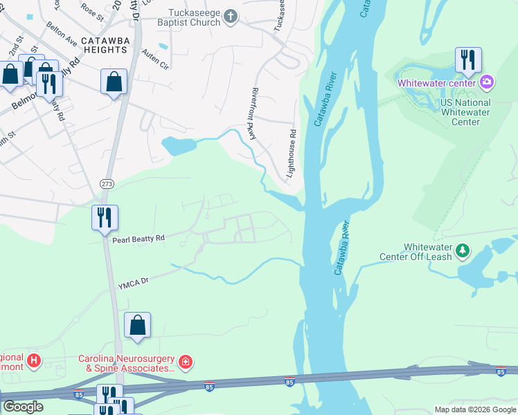 map of restaurants, bars, coffee shops, grocery stores, and more near 717 River Park Road in Belmont